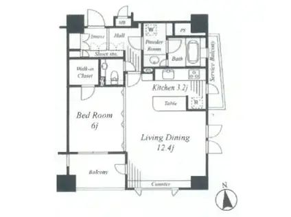 代官山デュープレックス(1LDK/12階)の間取り写真