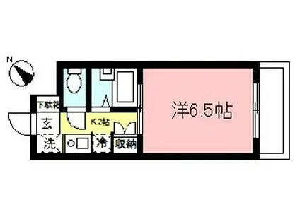 クレストコート(1K/2階)の間取り写真