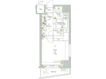 L-FLAT三田 エルフラット三田(1K/11階)の間取り写真