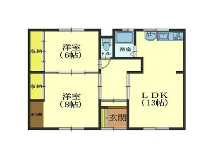 三浦アパート(2LDK/1階)の間取り写真