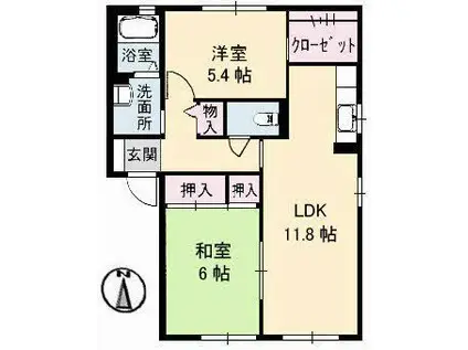 パークサイドヒルズ(2LDK/1階)の間取り写真