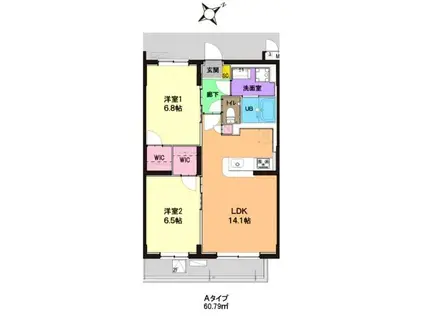 プランドール サンク(2LDK/2階)の間取り写真