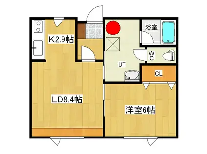 北進町 進和ハイツ8(1LDK/2階)の間取り写真