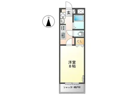 ラッキーズハイツ(1K/1階)の間取り写真