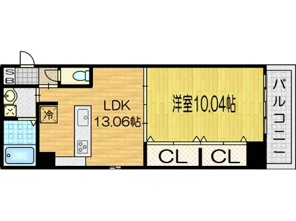 メディナ西院(1LDK/2階)の間取り写真