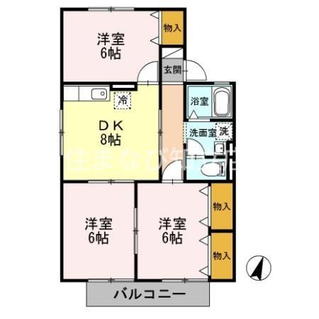 ぷらっとMIYUKI E(3DK/1階)の間取り写真