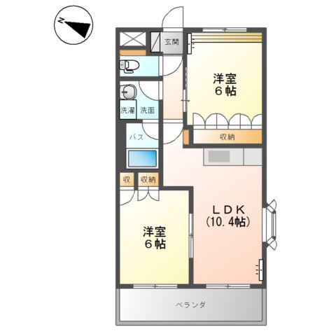 リビュール・エスポアA棟(2LDK/1階)の間取り写真