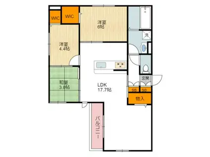 クラシスト万代(3LDK/2階)の間取り写真