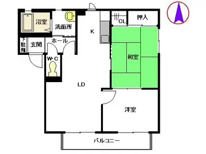 ディアスMS A棟(2LDK/2階)の間取り写真