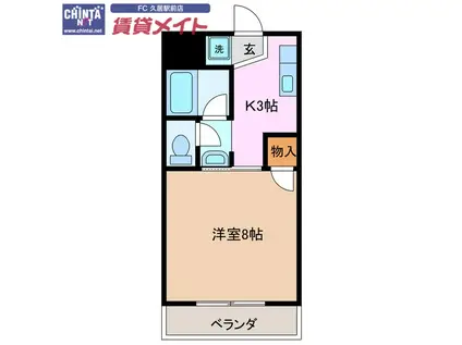 コーポK&R(1K/3階)の間取り写真