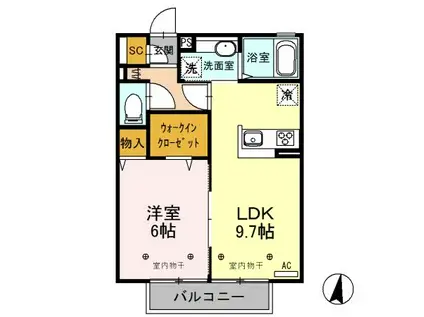 ＪＲ水戸線 下館駅 徒歩23分 2階建 築9年(1LDK/2階)の間取り写真