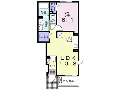 アルバ上松葉(1LDK/1階)の間取り写真