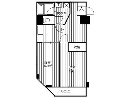 第1荻島ユニティビル(2DK/4階)の間取り写真