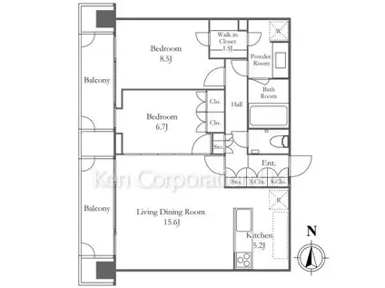 ウィズ原宿レジデンス(2LDK/7階)の間取り写真
