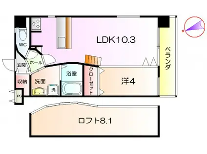 ロンバルディア(1LDK/2階)の間取り写真