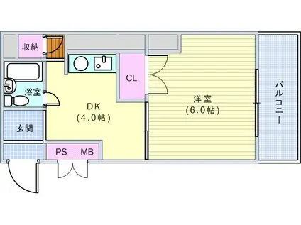 ヒルズコートII(1DK/3階)の間取り写真