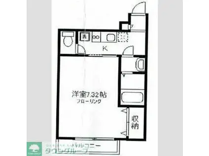 レヴィニオン駒沢(ワンルーム/1階)の間取り写真