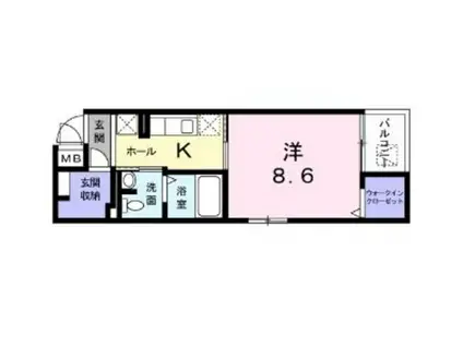 K.OレーベンII(1K/5階)の間取り写真