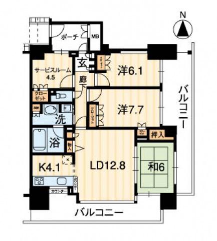 アルファステイツ中庄駅前(3SLDK/7階)の間取り写真