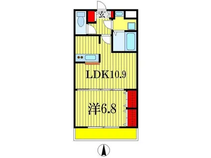 オリエンタルコート千葉中央II(1LDK/4階)の間取り写真