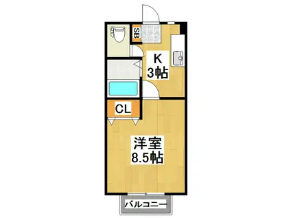 ハイツひまわり(1K/2階)の間取り写真