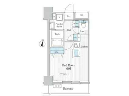 エトワール飯田橋(1K/5階)の間取り写真