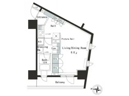 パークアクシス本郷の杜(1K/9階)の間取り写真