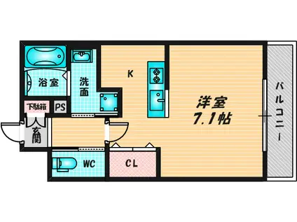 エアルレジデンスI(ワンルーム/1階)の間取り写真