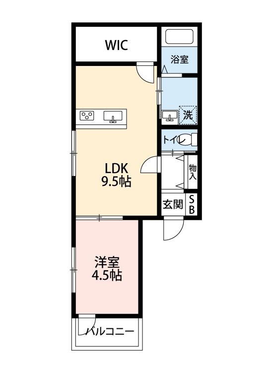 百舌鳥陵南町PJ(1LDK/1階)の間取り写真