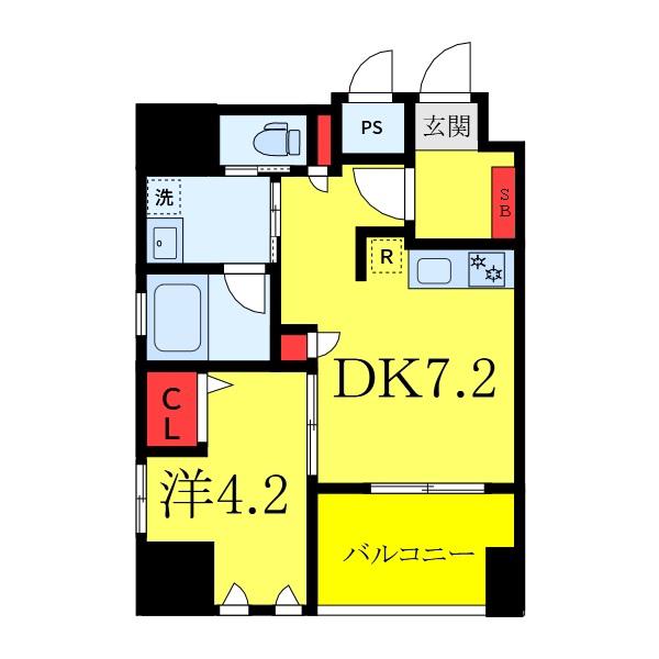 エスペランサ南大塚(1DK/2階)の間取り写真