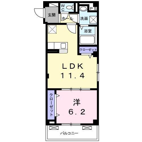 シャインエクセレント(1LDK/1階)の間取り写真