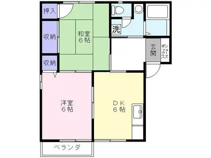 ROSE GARDEN(2DK/1階)の間取り写真