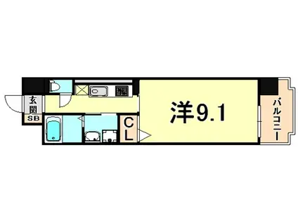 グランデ尼崎(1K/4階)の間取り写真