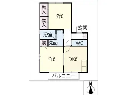 サンハイム A(2DK/1階)の間取り写真