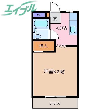 コープ寿I(1K/1階)の間取り写真
