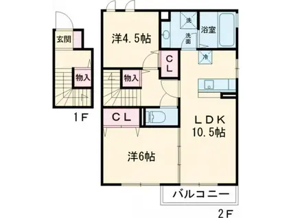 プティ シャンヴェール(2LDK/2階)の間取り写真