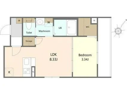 グランドール川内III(1LDK/2階)の間取り写真