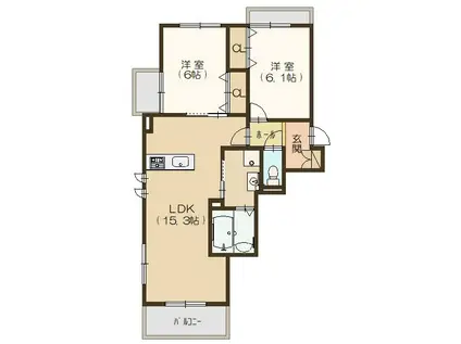 MAISON BRIGHTWOOD DEUX(2LDK/1階)の間取り写真