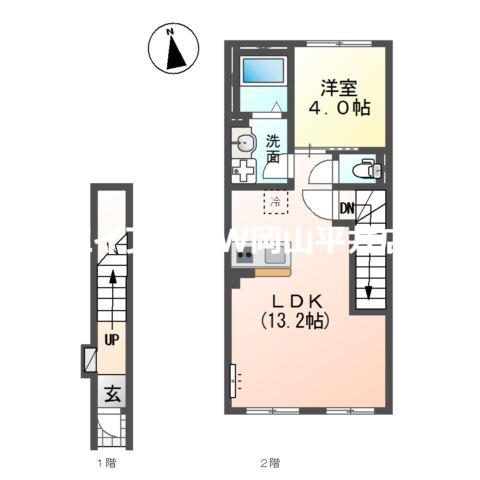 マンションアーク参番館(1LDK/2階)の間取り写真