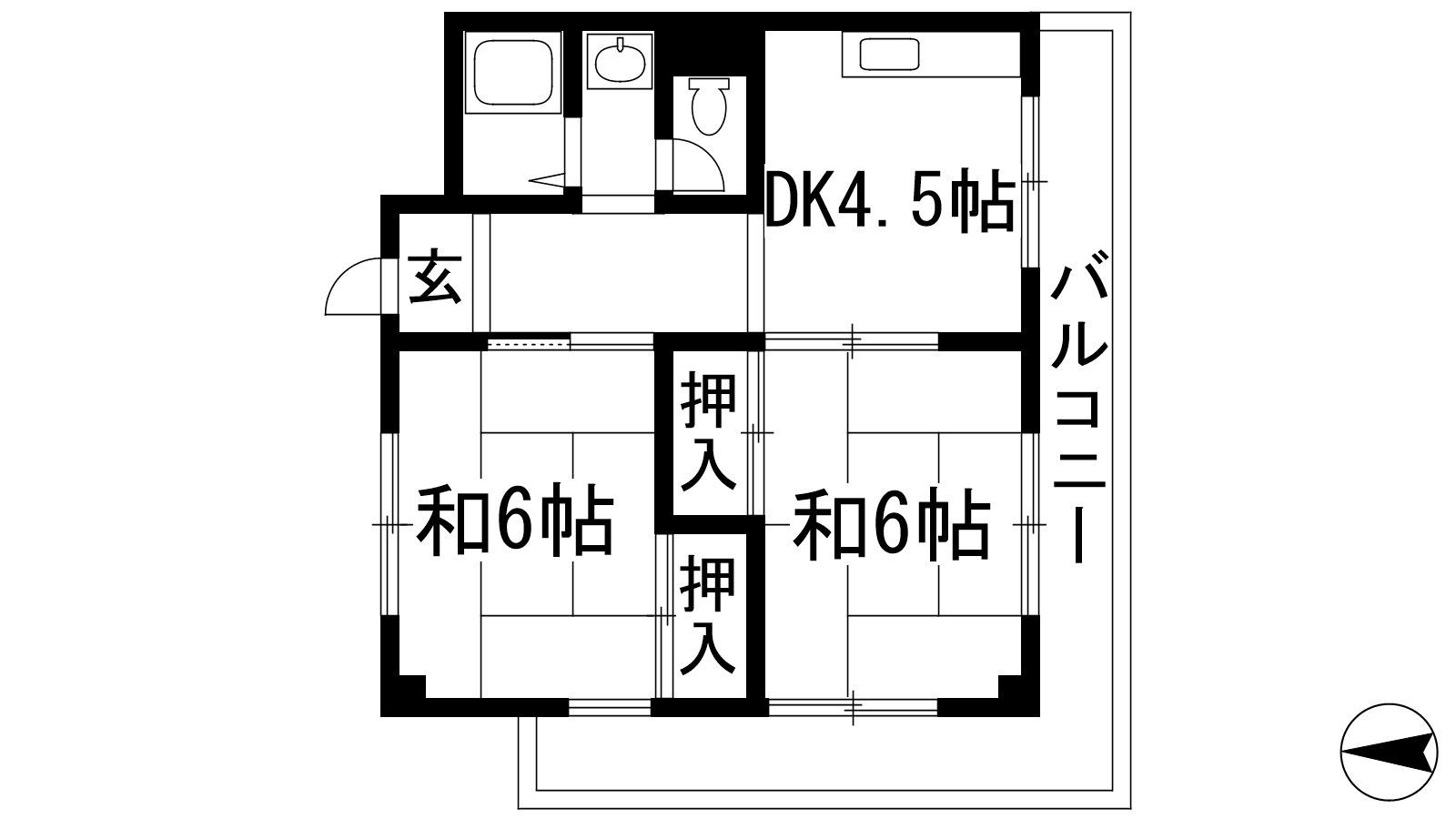 水月コーポ(2DK/2階)の間取り写真