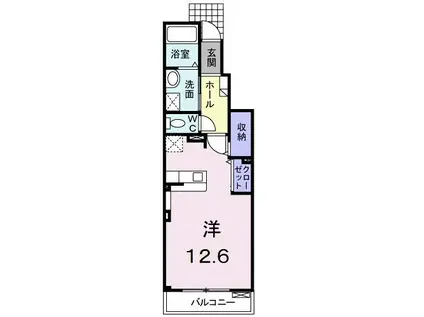 イルマーレ B(ワンルーム/1階)の間取り写真