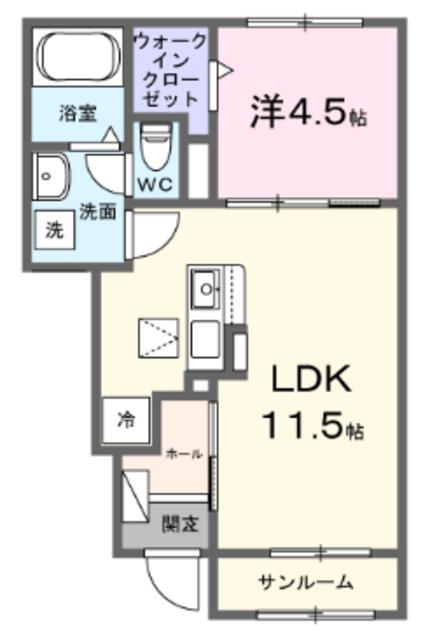 ソナーレ(1LDK/1階)の間取り写真