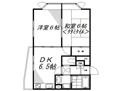 カーサ グリジオ(2DK/4階)の間取り写真