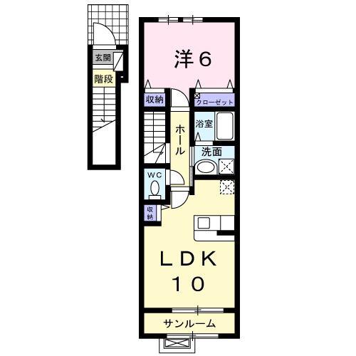 フレーシアII(1LDK/2階)の間取り写真