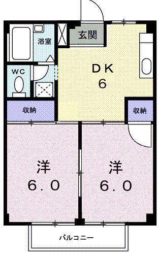 シティハイツM(2DK/2階)の間取り写真