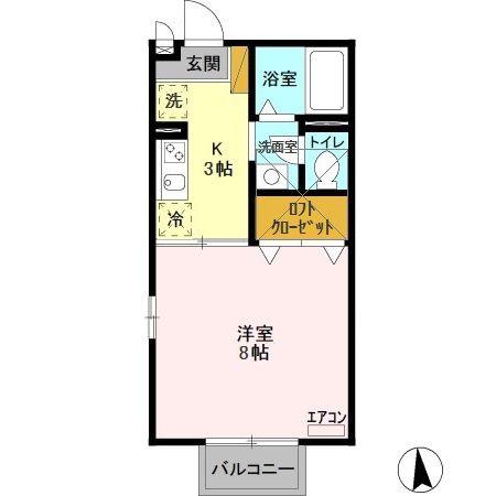 キャッスル西ノ台(1K/2階)の間取り写真