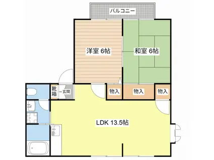 メゾンド片柳(2LDK/1階)の間取り写真