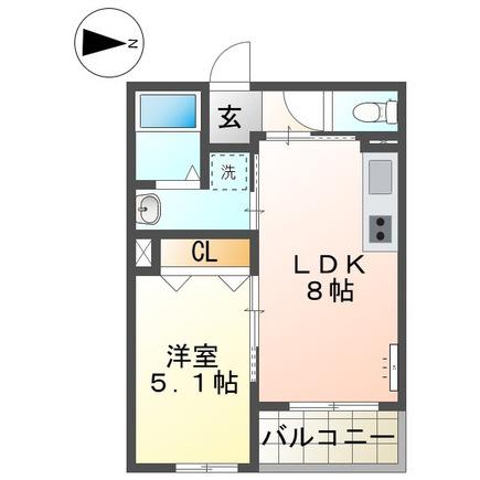 アウローラ本郷町(1LDK/2階)の間取り写真