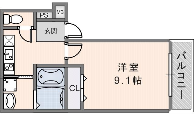 フジパレス東花園ウエスト(1K/1階)の間取り写真