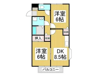 サンビレッジ花櫚B(2DK/2階)の間取り写真